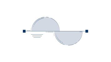 semicírculo grafico con línea gráfico 2d objeto garabatear animación. infografía elemento. oponiéndose semicírculos comparación animado plano elemento aislado en blanco antecedentes. dibujos animados 4k dibujo video