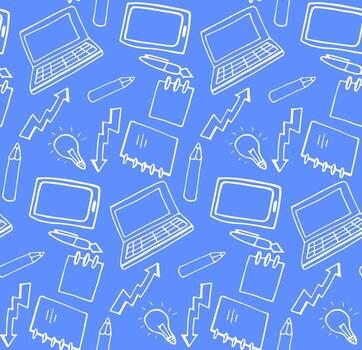 Pattern with an outline of objects on the topic of business vector