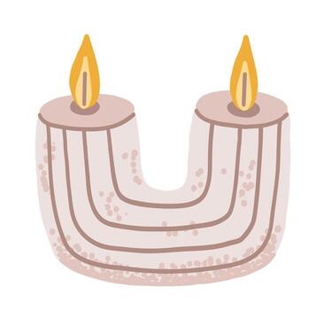 Modern scent candle with two light in flat style with speckled texture vector