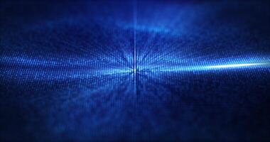 digital partícula olas emitir ligero y datos punto fluir, grande datos visualización, futurista o tecnológico resumen antecedentes con Moviente punto-punto superficie con ola energía. sin costura lazo animación. video