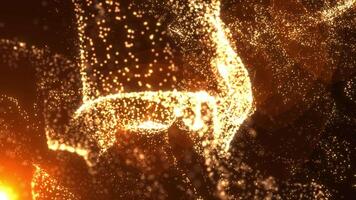 abstrato luxo e elegante dourado ondas do brilhar e poeira partículas em luz movimento fundo, aniversário e prêmios fundo com bokeh efeito 3d Renderização. desatado laço. video