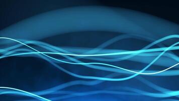 resumen digital antecedentes con ola energía. suave lujoso olas de Delgado brillante líneas. visualización de conexión con ligero movimiento datos fluir, ciber tecnología. sin costura lazo video