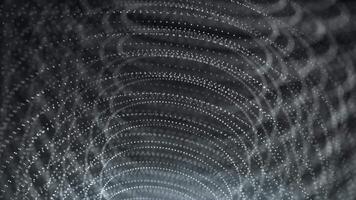 un futurista digital antecedentes con giratorio brillante partículas formando curvo rutas en un como un túnel espacio. Perfecto para tecnología, ciencia, ai o resumen animación. video