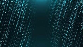 Abstract colorful background with bright neon beams and glowing lines falling down, rain of particles from big data. Blue neon lines or light stripes. Speed of light. video