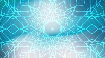 Peacock Feather Mesmerizing cyan kaleidoscope animation featuring intricate geometric patterns and symmetrical designs evolving slowly. video