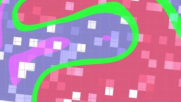 résumés liquide cligner carré dynamique abstrait animation avec vibrant vert, violet, et rouge formes en mouvement plus de une à carreaux Contexte video