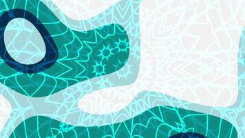 Sophisticated Teal Accent Abstract turquoise and white kaleidoscope pattern morphs with flowing shapes in a mesmerizing animation video