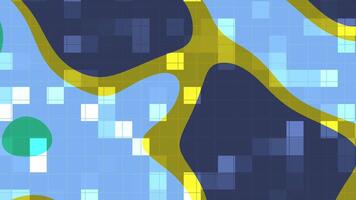 résumés liquide cligner carré coloré abstrait animation avec pixélisé carrés et déplacement biologique formes, création une dynamique toile de fond video