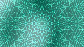 agua azul fascinante geométrico caleidoscopio animación con verde azulado líneas y formas, creando un dinámica visual modelo video