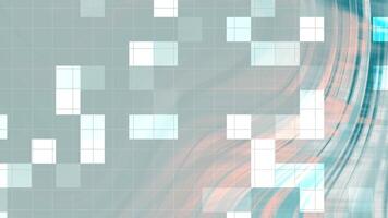 ártico nascer do sol abstrato fundo animação com fluindo cerceta aceno, rede padrão, e dinâmico pixelizada quadrados. video