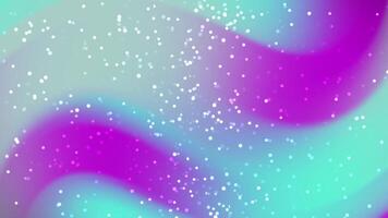 abstracts partiklar lutning bakgrund animering med strömmande magenta, turkos färger och faller glitter partiklar effekt. video