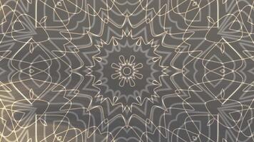 Soft Grey Layers Abstract kaleidoscopic pattern animation featuring symmetrical, shiny lines on a gray backdrop video