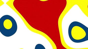 clásico pijo vibrante resumen animación con fluido formas en rojo, amarillo, azul y blanco creando dinámica movimiento video