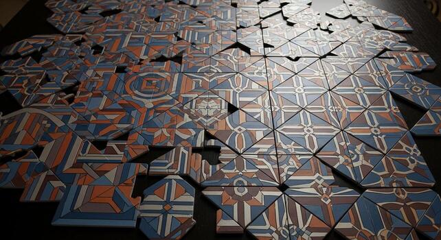 A table with a large number of tiles arranged in a pattern photo