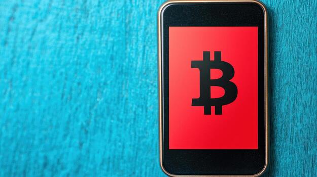 Digital wallet displaying cryptocurrency symbol on smartphone photo