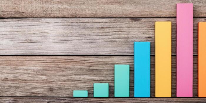 Growing bar chart showing trends in colorful blocks photo