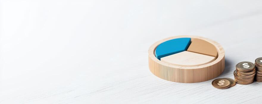 Simple pie chart showing income streams and coins photo