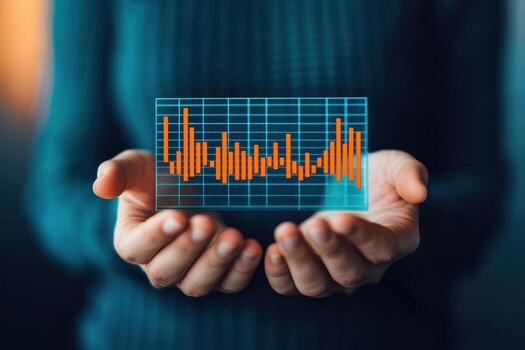 Hands holding chart showing dividend payout trends photo