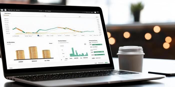 laptop screen portfolio chart growth analytics graph photo