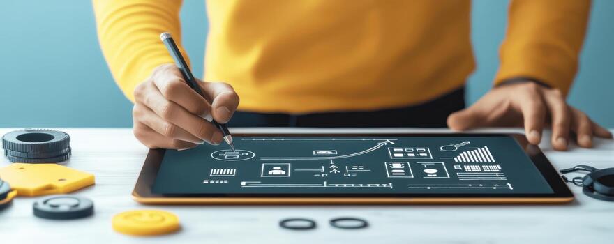 Digital tablet screen planner sketch roadmap design photo