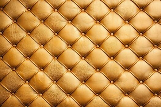 Luxurious golden beige leather upholstery with soft shine and elegant button tufting pattern photo