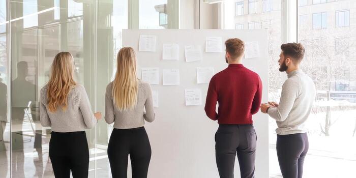 Multi cultural team concept, Collaborative team discussing ideas for sustainable solutions photo