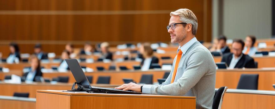 negocio conferencia altavoz a moderno conferencia salón presentación foto