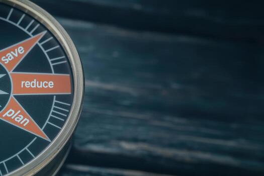 Compass navigation instrument with plan and reduce directions photo