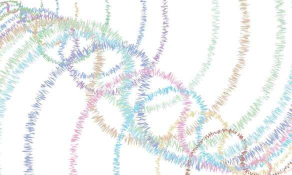 A drawing of a spiral with many different colored lines vector