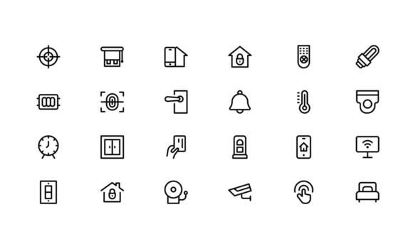 Professional Home Automation Icon Set Illustration. Editable, Clean, Most Useful Icons for Smart Devices, Automation Systems, and Home Control Features. vector