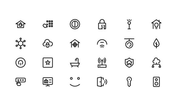 Professional Home Automation Outline Icons. Most Useful Premium Icons for Smart Devices, Automation Systems, and Home Control Features. vector