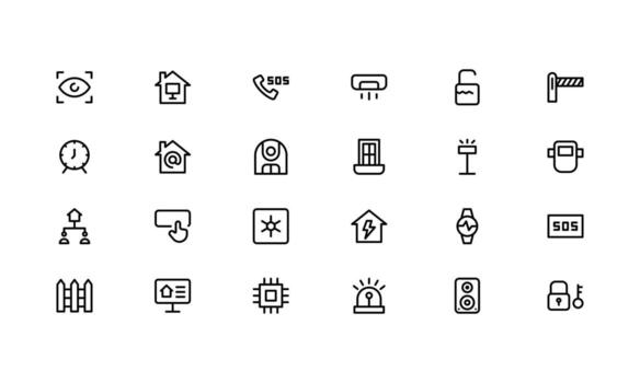 Professional Home Automation minimalist Icon Set Illustration. Most Useful Icons for Smart Devices, Automation Systems, and Home Control Features. vector
