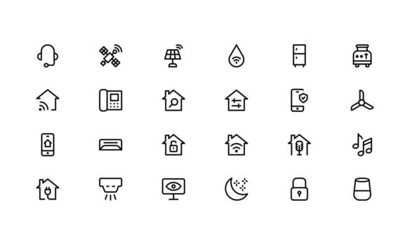 Professional Home Automation Icon Collection Illustration. Most Useful Icons for Smart Devices, Automation Systems, and Home Control Features. vector