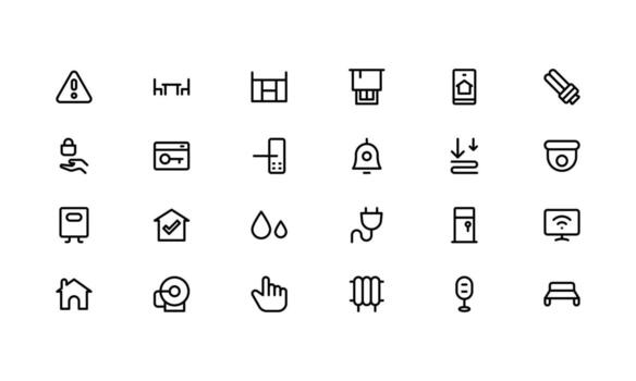 Professional Home Automation minimal Icons. Most Useful Premium Icons for Smart Devices, Automation Systems, and Home Control Features. vector