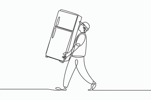 Person carrying a large rectangular object isolated on white background vector