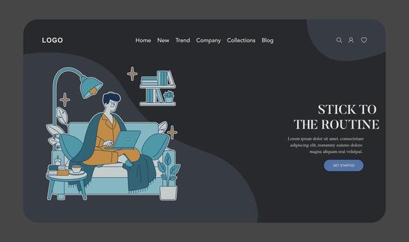 Person working on a laptop at home vector