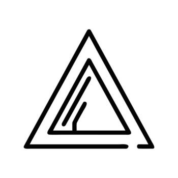 un minimalista negro triángulo contorno contiene otro triángulo y líneas, aislado en blanco vector