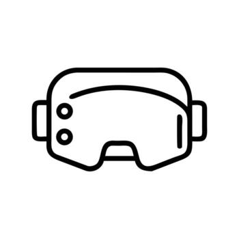 negro contorno muestra virtual realidad gafas de protección con dos circular botones en un transparente antecedentes vector