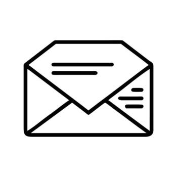 Open envelope displaying two lines and three lines with transparent background vector