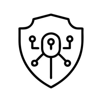 Secured network shown with a shield protecting nodes with transparent background vector