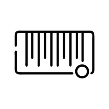 A minimal barcode icon shows parallel lines and a circular element on white vector