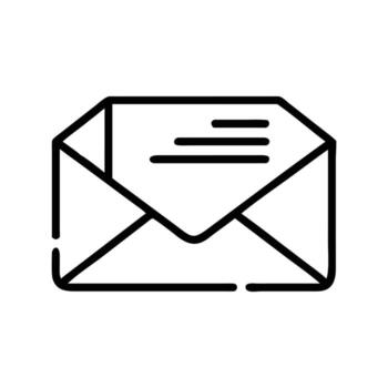 Opened envelope showing a letter inside represented by lines with transparent background vector
