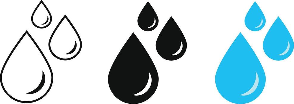 Blue water drop icon set. representing purity and freshness. water bubbles repeating elements. symbolizing freshness and clean water resources. clean water and hydration concepts. vector