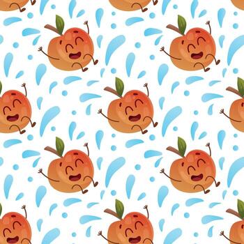 Pattern with jumping red apple and splashes vector