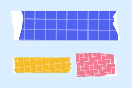 A Set of Grid Pattern Washi Tapes with Torn and Rough Edges for Craft and Decoration vector