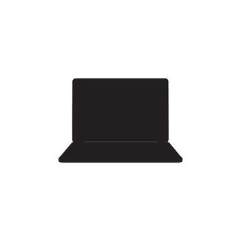 abierto ordenador portátil silueta portátil computadora icono para tecnología y espacio de trabajo temas vector