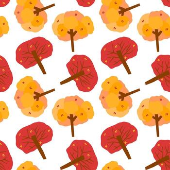 Fall tree seamless pattern vector