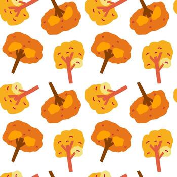 Fall tree seamless pattern design vector