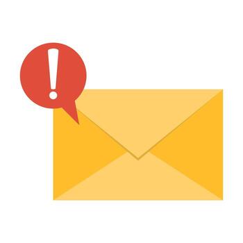 E-mail notification with alert symbol for communication warning. vector