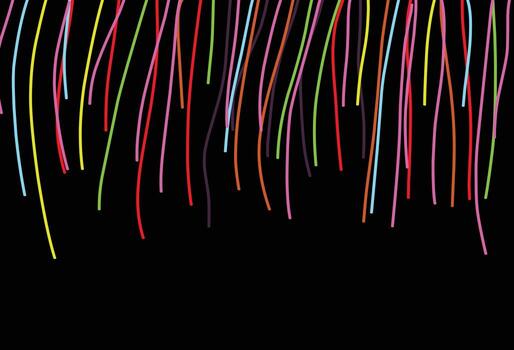 A black background with many colorful streamers vector